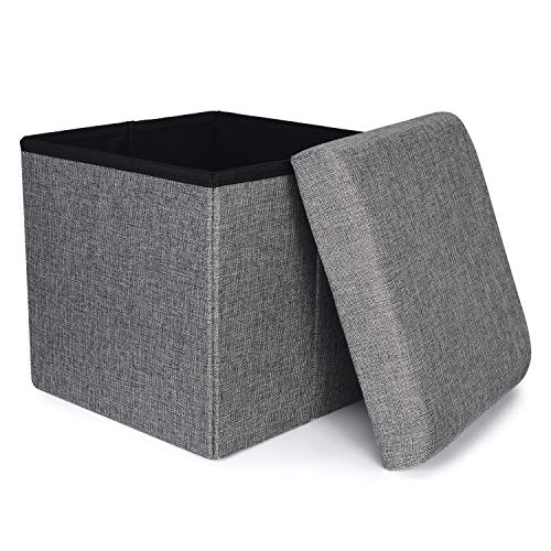 RONSTA Storage Ottoman, Foldable Cube Ottoman with Storage for Children, Foot Rest, Cloth