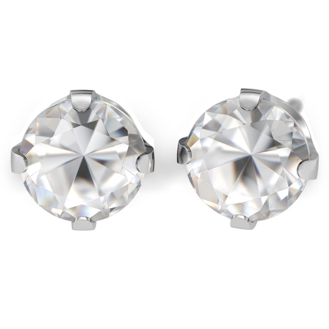 Studex Tube - Pendientes hipoalergénicos de acero quirúrgico con circonita cúbica, 7 mm