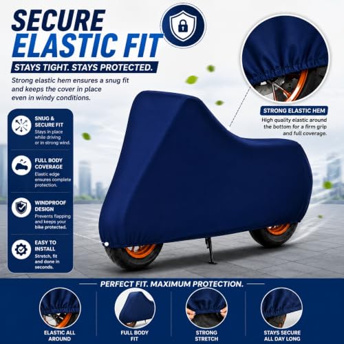 Image of Powerfull Scooty Body Cover for Dio 110 Dustproof Scratchproof - 100% Waterproof Dio 110 Cover for Two Wheeler, Outdoor Full Motorcycle Cover with UV, Duty, Rain Protection - Blue