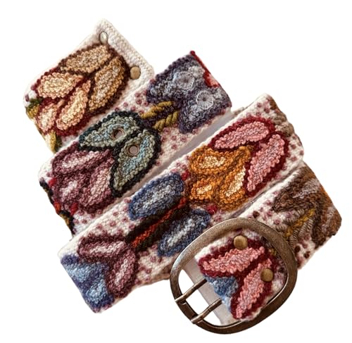 Embroidered Belt, Peruvian Belt, Peruvian Embroidered Belt, Embroidered Belt for Women, Flower Belt, Handmade - Andina Cream