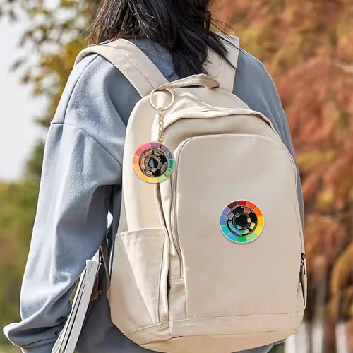 ZORZA 2Pcs Creative Artistic Color Wheel Brooch and Nicely Color Wheel Keychain Spinning Enamel Lapel Pins, Perfect for Backpacks and Sweaters - Thumbnail 3