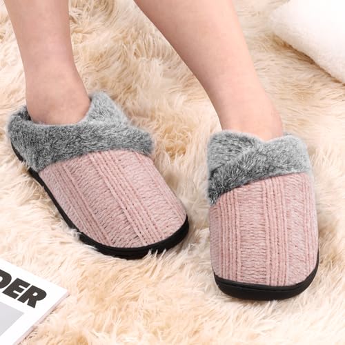 Image of Slippers for Women Fuzzy House Slip on Indoor Outdoor Bedroom Home Shoes