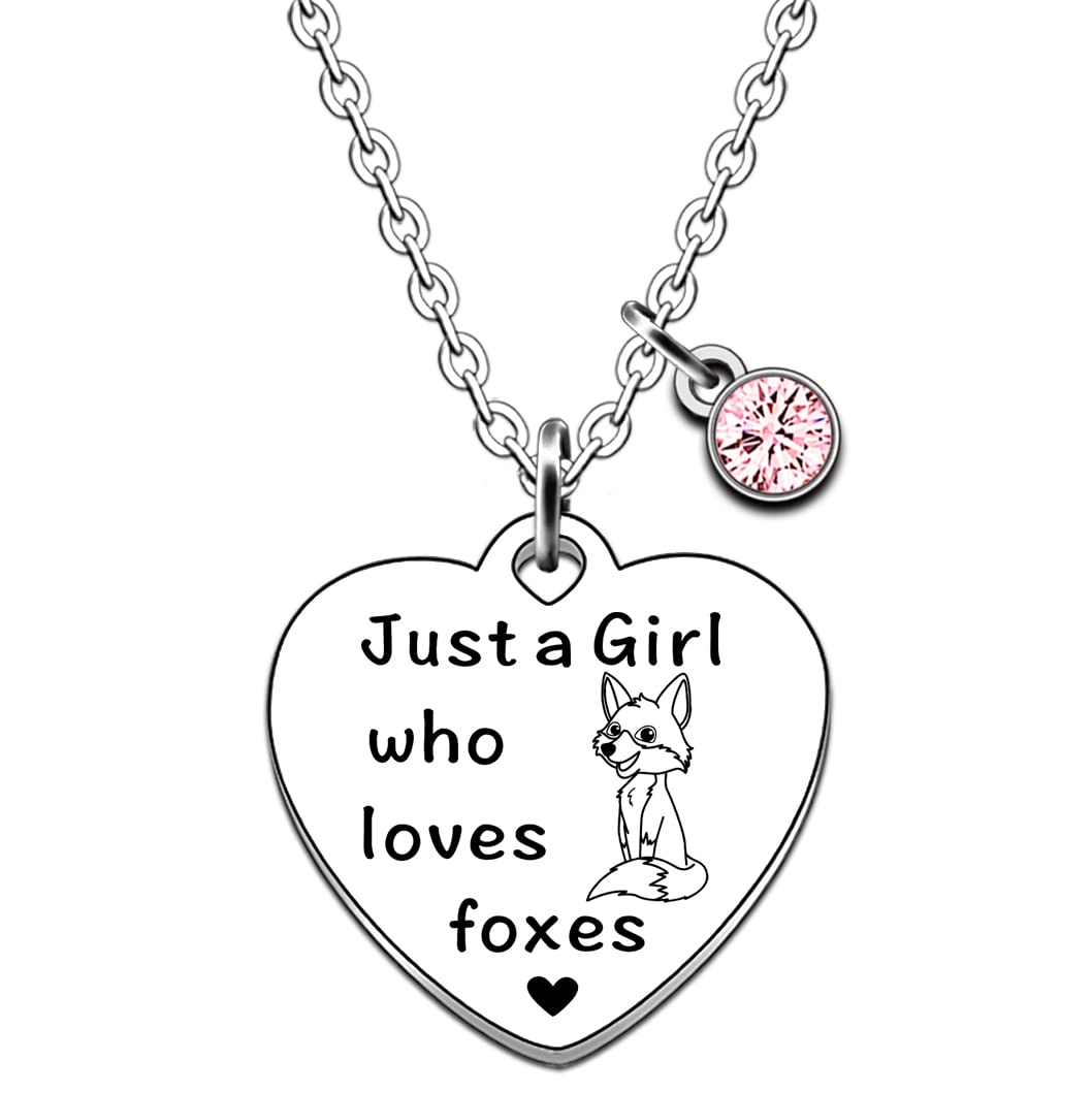 JMIMOFox Necklace for Girls Women Fox Gifts Fox Lover Gifts Just A Girl Who Loves Foxes Necklace, One Size, Stainless Steel