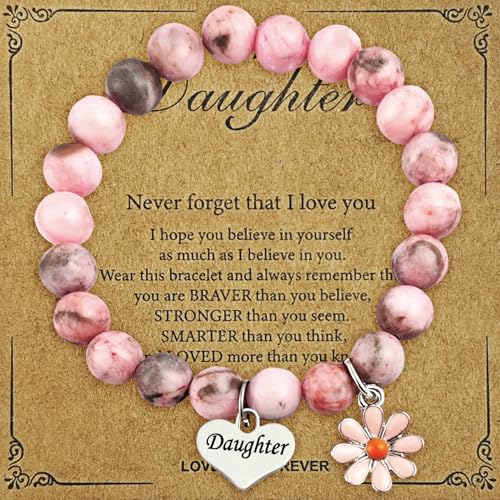 Image of Natural Stone Bracelet Gifts for Daughter Birthday Handmade Bracelet Graduation Christmas Jewelry