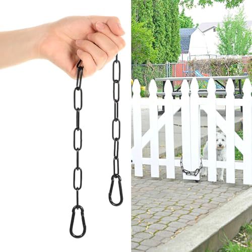 MBAIYO Kette Stahlkette Schwarz, 0.5m Gliederkette mit Doppelseitigen Karabiner Edelstahl Torkettenschloss Solide Metallkette Edelstahl Ketten Rundstahlkette für Außenzäune Gartentore Haustiere