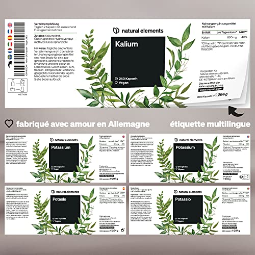 Potassium – 240 gélules véganes avec 800 mg de potassium élémentaire (issu de citrate de potassium) par dose journalière – pour la pression artérielle, la fonction musculaire et le système nerveux – vue 5