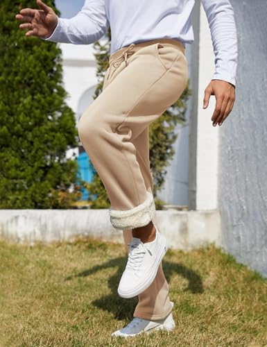 Flygo Men's Fleece Lined Sherpa Sweatpants Winter Warm Pants Jogger Lounge Athletic Pant with Pockets
