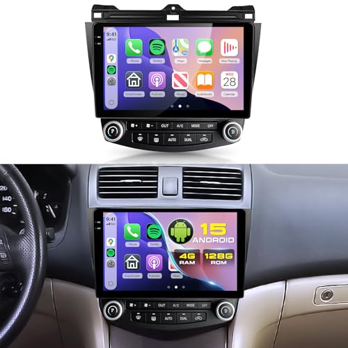 for Honda Accord 7th 2003-2007 Android 15.0 Car Radio Stereo with Wireless Carplay/Android Auto 10.1' Touchscreen WiFi GPS Navigation Backup Camera DSP Bluetooth FM/RDS SWC 4G+128G