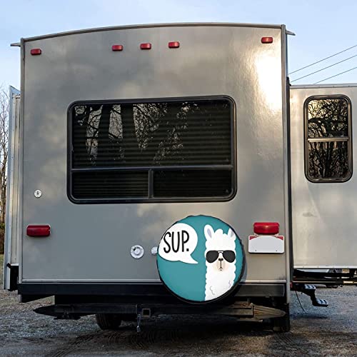 Image of Funny Llama Spare Tire Cover Dust-Proof Wheel Tire Cover Fit Trailer, RV, SUV and Many Vehicle 17 Inch