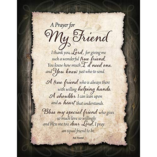 Friend Prayer Wood Plaque with Inspiring Quotes 11.75"x15" - Classy Vertical Frame Wall