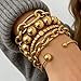 FOURPG Gold Bracelets Set for Women Trendy Chunky Stackable Gold Round Beaded Bangle Cuff Bracelets Fashion Paperclip Link Chain Non Tarnish Gold Plated Stack Jewelry Accessories Gifts