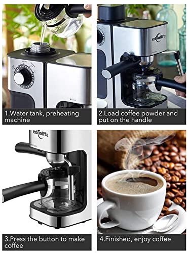 Máquina de café expreso Máquina de café Cafetera, máquina de café espresso con moldeado de leche, fabricante de café… - Imagen 6