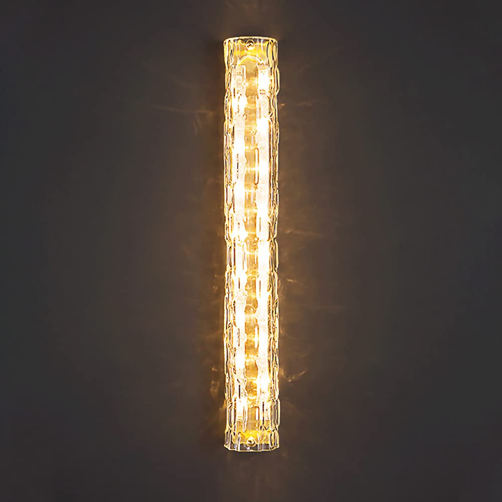 HPTHLY Brass Long Strip Wall Sconce With Aqua Glass Shade, Linear Bedroom Bedside Wall Lamp, Led 3 Color Mode Wall Lights, Simple Living Room Corridor Light(60Cm)