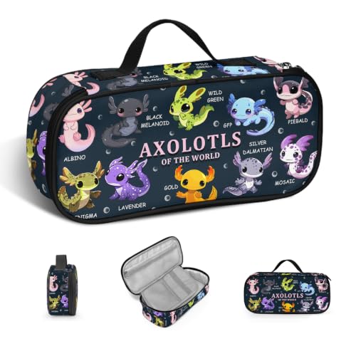 Image of Axolotl Pencil Case, Pencil Case For Boys Kids, Salamander Pen Box For School, Large Capacity School Supplies, Desk Organizer Office Business, Colorful Gifts Pen Box