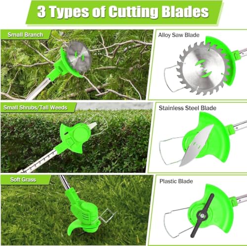 Image of Electric Wireless Rechargeable Edge Cutter 48V-2 Batteries-25cm Cutting Width|3-in-|Adjustable Height|3 Blade Types |Lawns & Gardens|Straight Blades Trimming Scissors. (Old-Green)