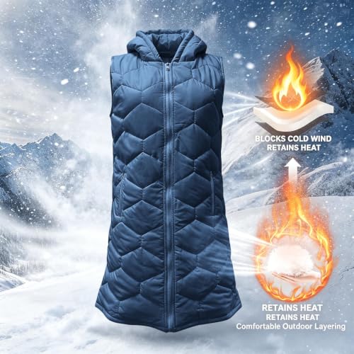 Lainyong Womens Long Vest with Pockets Winter Lightweight Quilted Jackets - image 6
