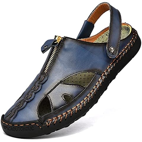 Kouani Closed Toe Leather Sandals for Men Cover