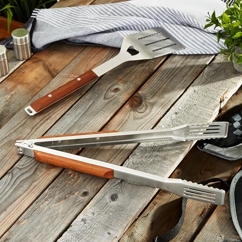Set de 2 piezas pinzas y espátula de acero inoxidable para parrilla miniatura 1