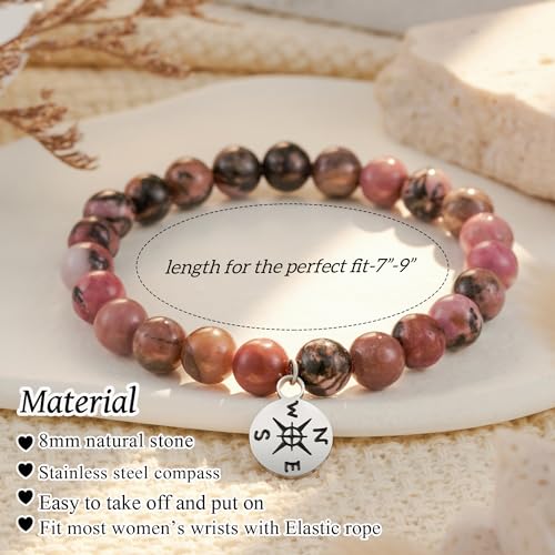 HGDEER Natural Stone Retirement Bracelet for Women/Men 2025, Going Away Farewell Gifts Valentine Gift For Coworkers Teacher with Gift Message Card4