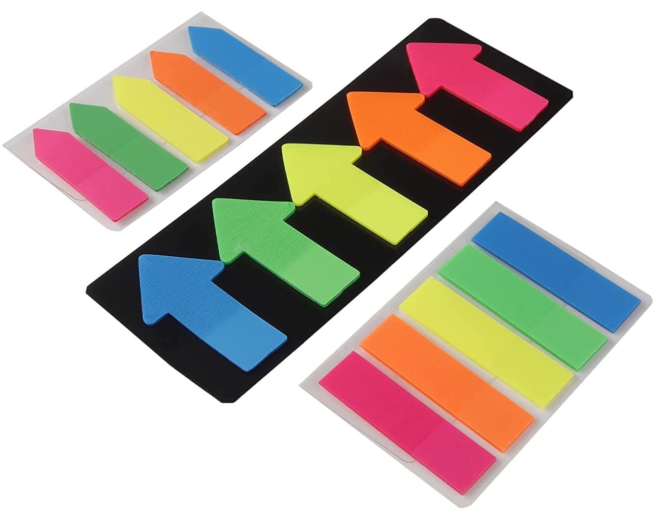 Amazon Brand - Umi 375pc Clear Note Arrow Flags Fluorescent Self Sticky Notes and Page Markers for Office, College, School Use