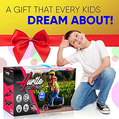 Hurtle 14 Wheeled Scooter For Kids - Stand & Cruise Child/Toddlers Toy Folding Kick Scooters W/Adjustable Height, Anti-Slip Deck, Flashing Wheel Lights, For Boys/Girls 2-12 Year Old - Hurtle #TOP5