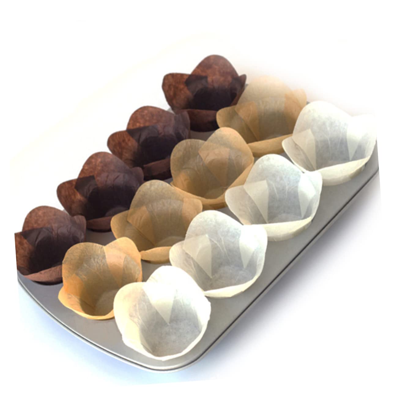 Zerodeko 400pièces Caissettes à Papier Moules à Muffins De Moyenne Style Lotus Idéales Pour Célébrations Et Pâtisseries