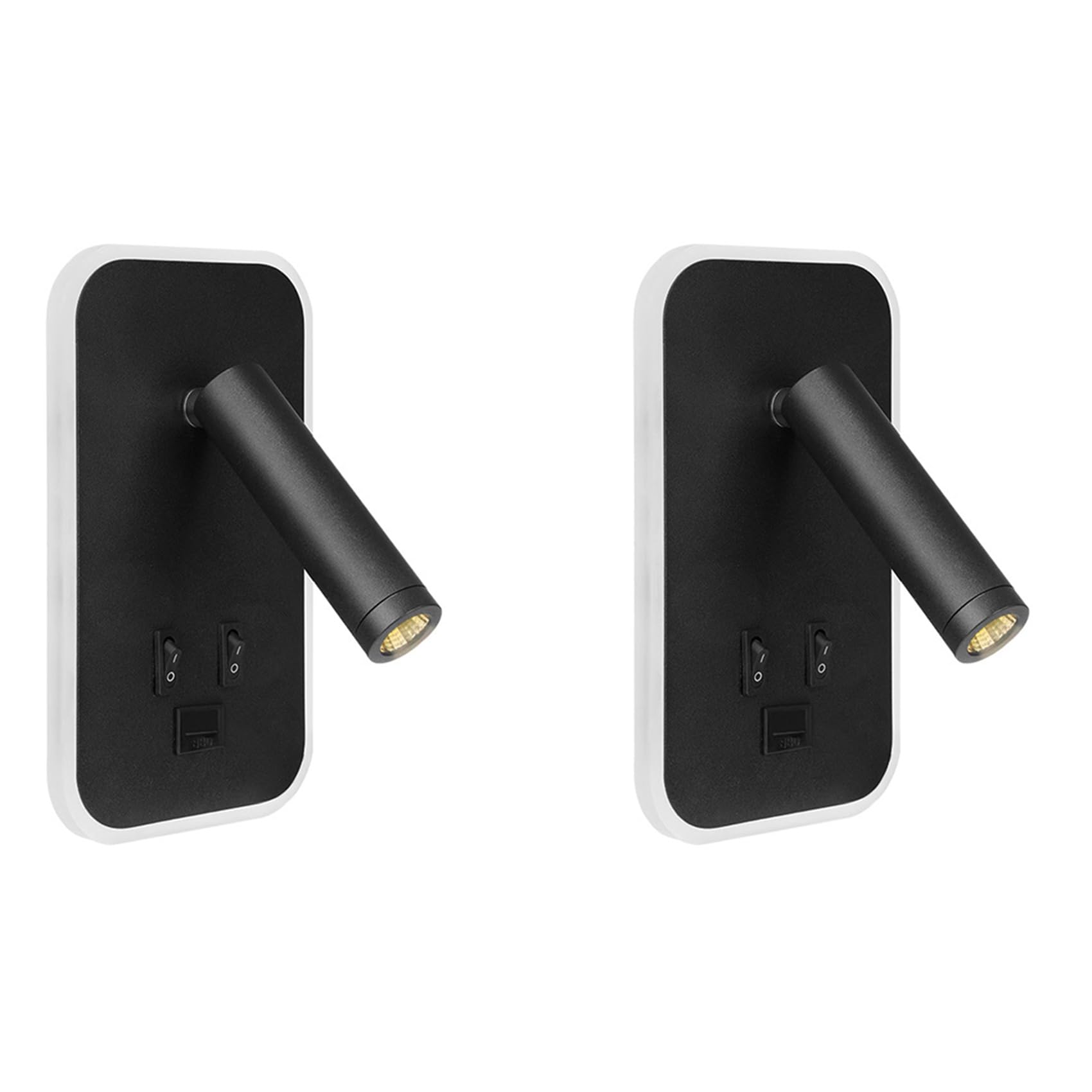 Hndhbfgrt 2X Wall Light Backlight USB Charging 330 Degree Rotation Adjustable Wall Lamp Bedside Study Reading Sconce Lamp Black