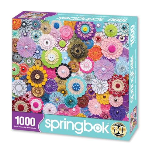 Rompecabezas de 1000 piezas para adultos: mosaico floral de botones Springbok 2