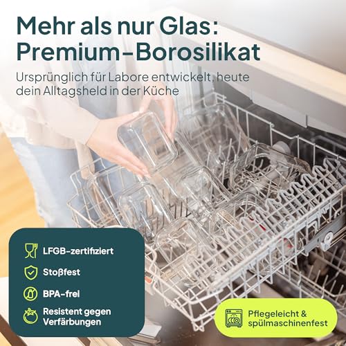 uandu Glasbehälter mit Deckel, 20- teilig, Borosilikatglas mit Deckel, Meal prep Gläser, Frischhaltedosen Glas mit Deckel, Glasdosen mit Deckel Set, Meal prep Boxen Glas (10 Behälter, 10 Deckel) 6