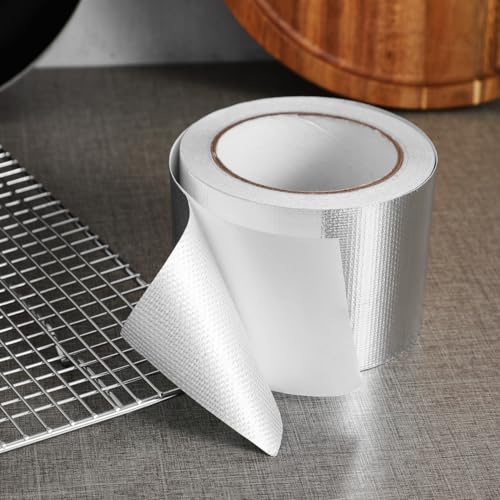 Image of Mikikit 8Cm Wide Aluminum Foil Tape Waterproof Insulation Repair Tape for Ductwork Rvs Tents and Outdoor Use - 20M Long Heavy Duty Adhesive