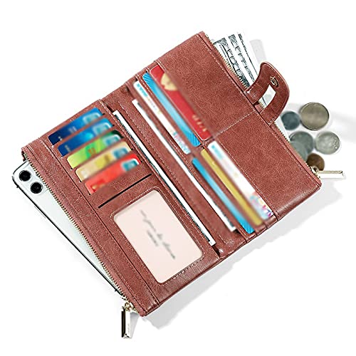 Womens Large-capacity Ladies PU Leather Wallet Long Coin Purse Buckle Card Bag Casual Clutch (Black)4