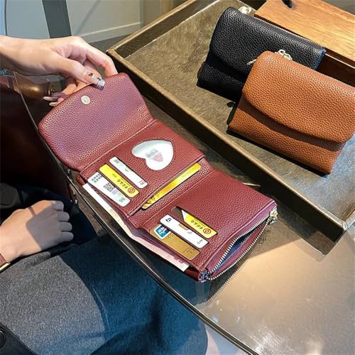 Unisex Pebble Leather Wallet, Multicolor Clutch for Women, Card Holder & Coin Purse, Short Genuine Leather Purse for Coins and Cards (Brown)4