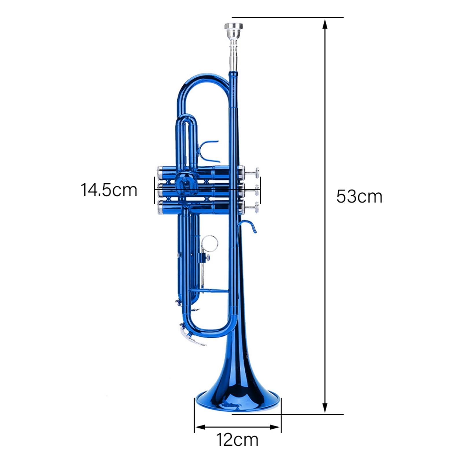 Trompeta de Latón, Juego de Trompeta Estándar, Instrumento de Trompeta Profesional con Pistón Dorado de Acero Inoxidable, Instrumento de Viento Musical con Herramientas (BLUE)