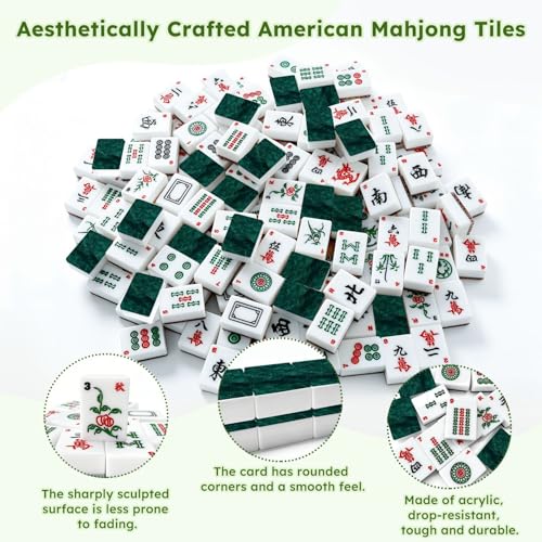 Juego Americano de Mahjong con 166 fichas acrílicas miniatura 6
