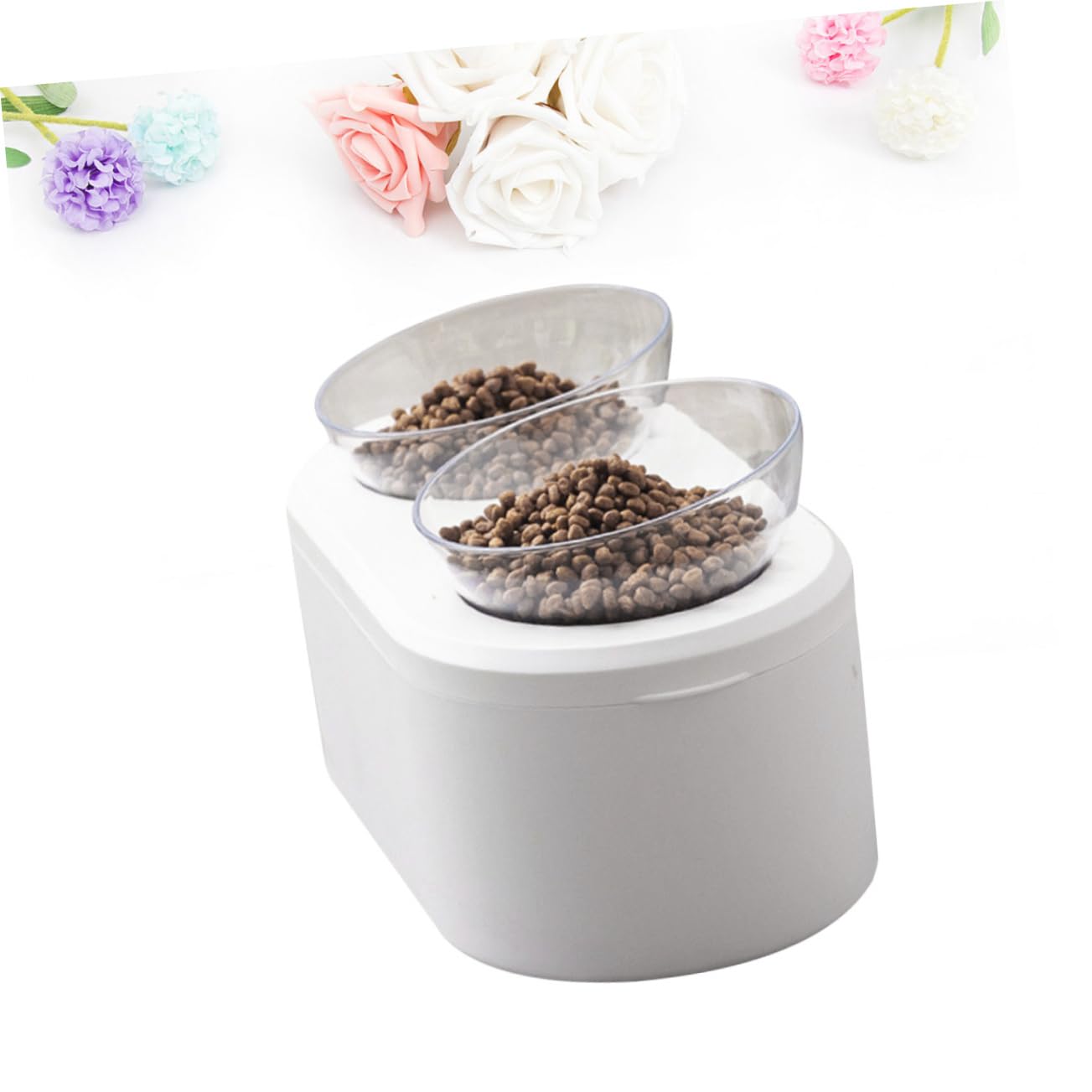 INOOMP Ciotola Per Gatti Regolabile Angolo Ciotola Antigoccia Per Cibo e Design Stabile e Non Scivoloso Pet Supplies Bianco Adatta Per Cani e Gatti