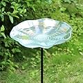 MUMTOP Outdoor Bird Bath, Glass Bird Baths Bowl with Metal Stake for Outdside Yard Lawn Garden Decorations