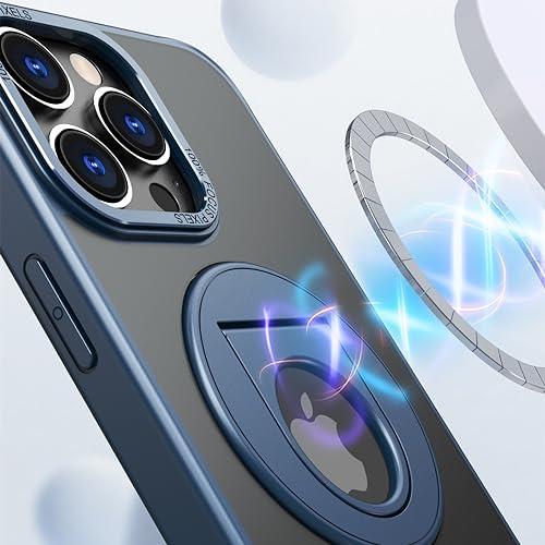 Étui iPhone 13 Pro Max idéal pour charger sans fil et regarder des vidéos avec bague bleu