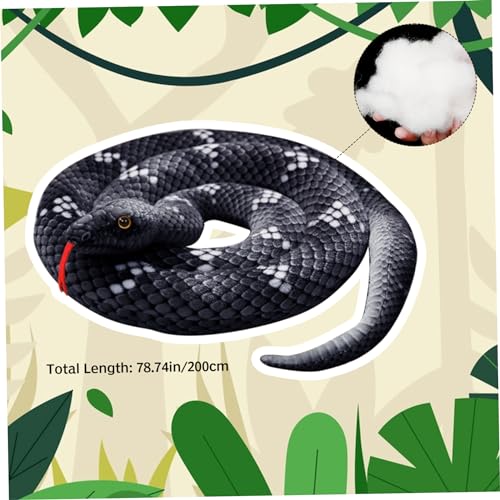 Jouet serpent géant en peluche douce 200 cm aux finitions réalistes noires - 6