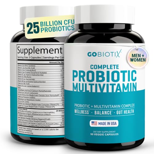 GOBIOTIX Multivitamin with Probiotics and Digestive Enzymes - 25 Billion CFU - Digestive Health...