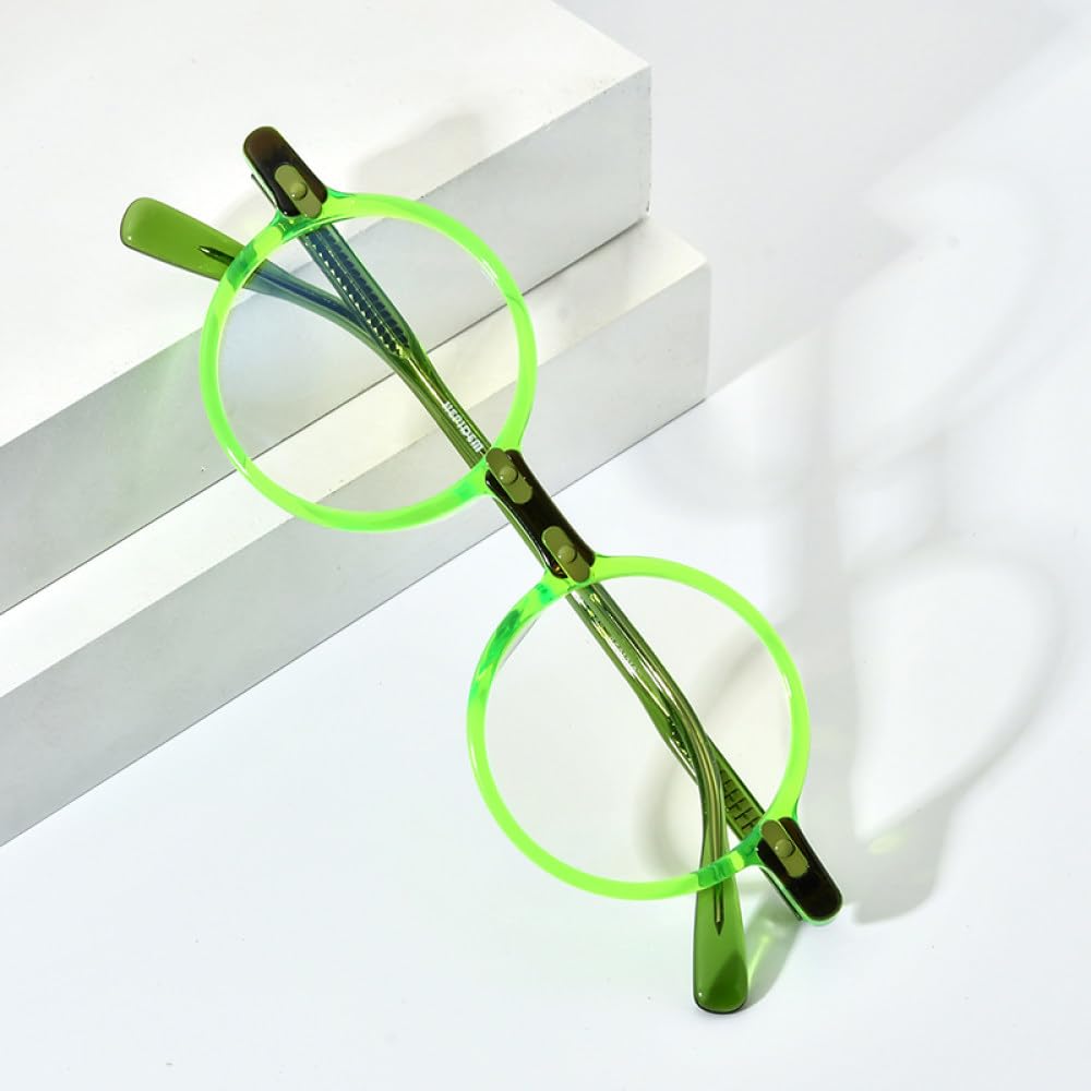 MUTYNE Montura de gafas de acetato para hombre, anteojos transparentes redondos Retro Vintage, gafas para mujer