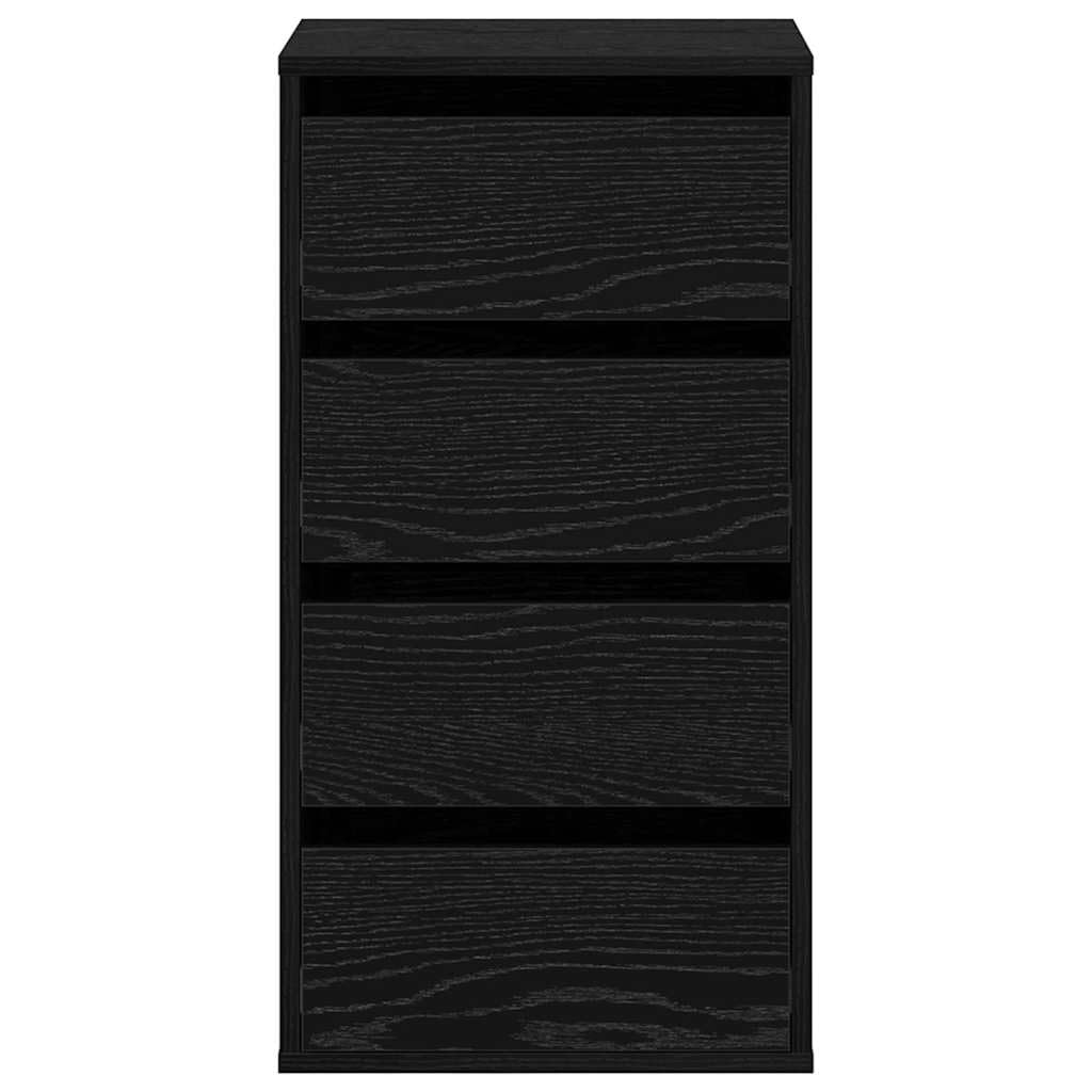 vidaXL Cajonera 3-Cajón Negro 40 x 41 x 76 cm Madera de ingeniería | Mucho espacio para guardar tus cosas, Un look suave y brillante que se adapta a cualquier decoración, Diseño sencillo,