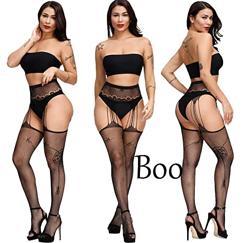 Image of Womens Suspender Pantyhose High Waist Fishnet Tights Fishnet Stockings Thigh High Stockings