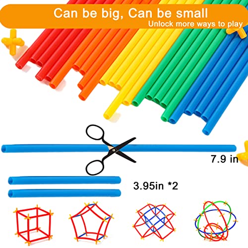 Straw Constructor Interlocking Plastic Enginnering Toys-Colorful Building Toys- Fun- Educational- Safe for Kids- Develops Motor Skills-Construction Blocks- Best Gift for Boys and Girls