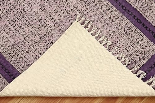 Tapis de table carré 1,5 m en coton dhurrie tissage plat - 7