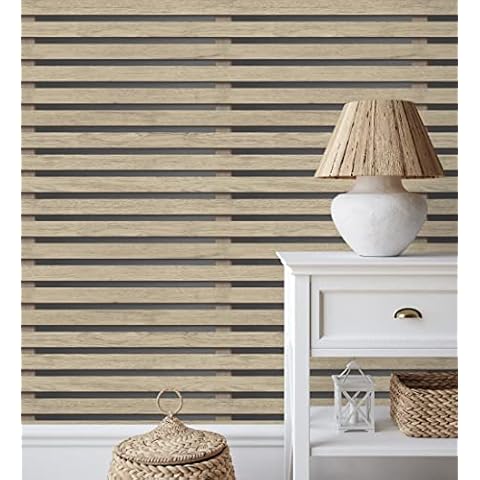GAULAN Papel Pintado Listones de Madera Natural en Paneles Cover