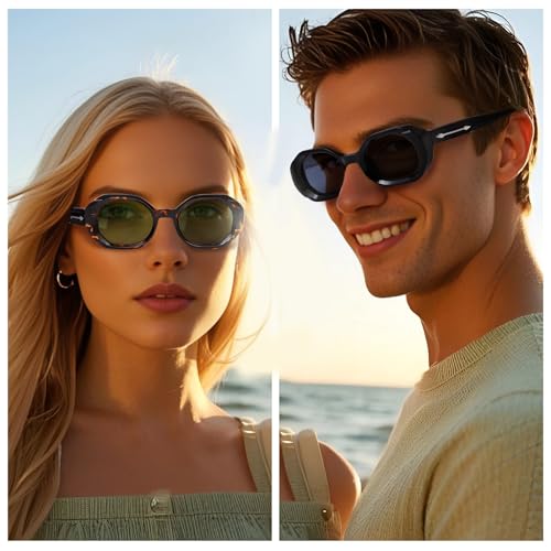 Stylish Aviator Sunglasses for Women Men,Retro Womens Mens Sun Glasses Trendy Rectangle3