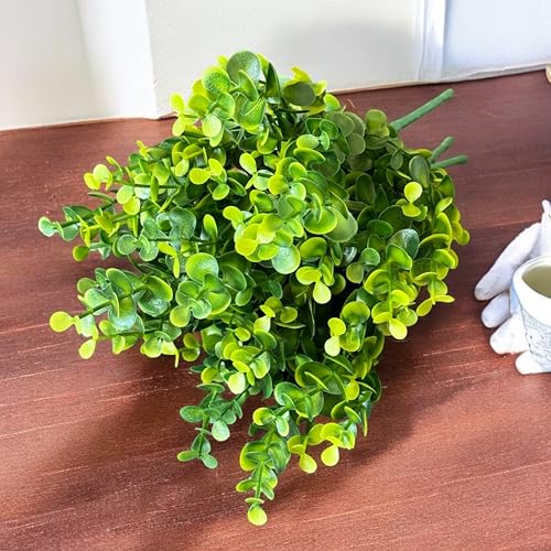 Image of Art Street Artificial PVC Plastic Eucalyptus Green Bushes, Bunch for Vase, for Home Decor Table Placement Office Desk (14 Inch, Set of 2, Green) (Vase Not Included)