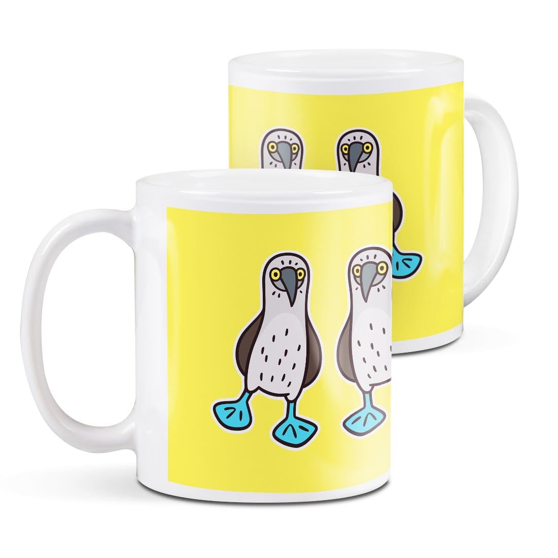 Destination Vinyl Ltd 1 White Ceramic Mug Cup (11oz / 284ml) Blue-Footed Boobies Cartoon for Coffee Tea Drinks Kitchen Office #59616
