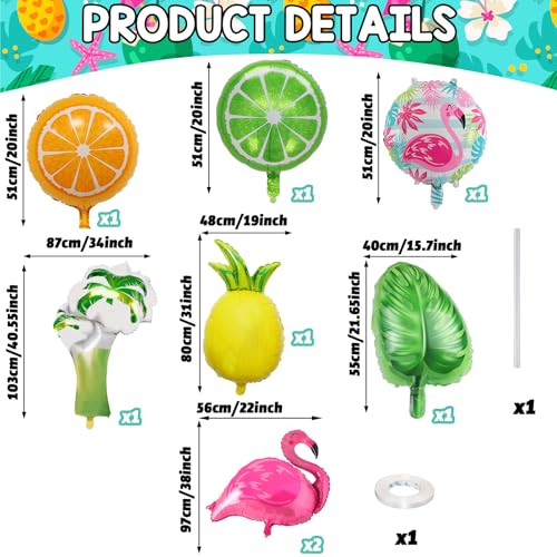Image of Tropical Balloon Hawaiian Balloons Party Decorations Flamingo Pineapple Coconut Tree Monstera Leaf Mylar Foil Balloon Luau Summer Helium Balloons for Birthday Hawaii Aloha Beach Pool Party Decorations