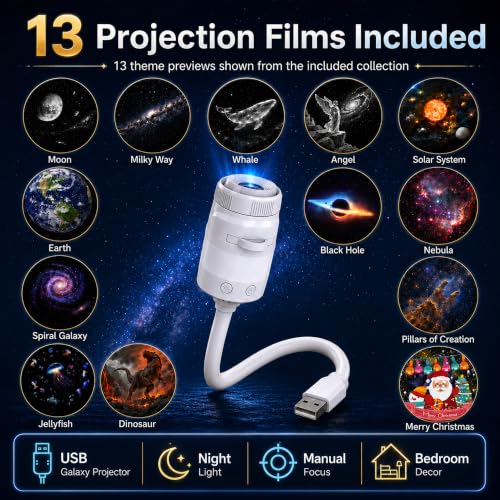 KYLECAIT Galaxy Projector Night Light, 2-in-1 Star Projector with 13 Films - image 2